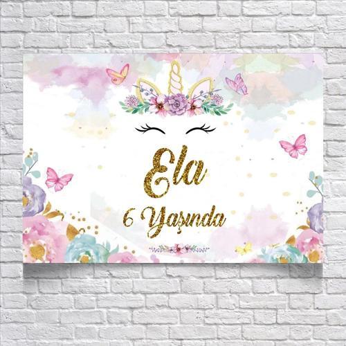 Unicorn Temalı Doğum Günü Afişi 100X150 cm