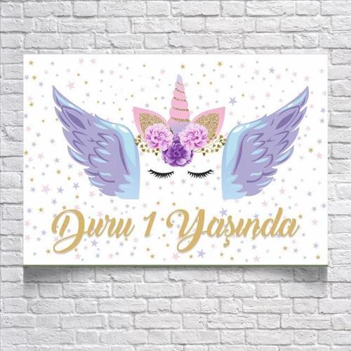 Unicorn Temalı Doğum Günü Afişi 50x70 Cm