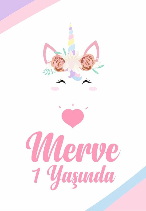 Unicorn Temalı Doğum Günü Afişi 70X100 cm