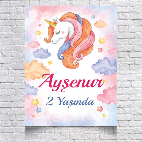 Unicorn Temalı Doğum Günü Afişi 35X50 cm