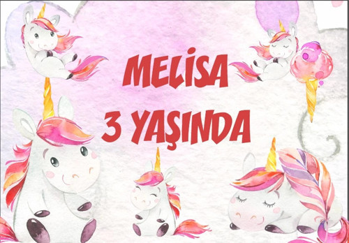 Unicorn Temalı Doğum Günü Afişi 70X100 cm