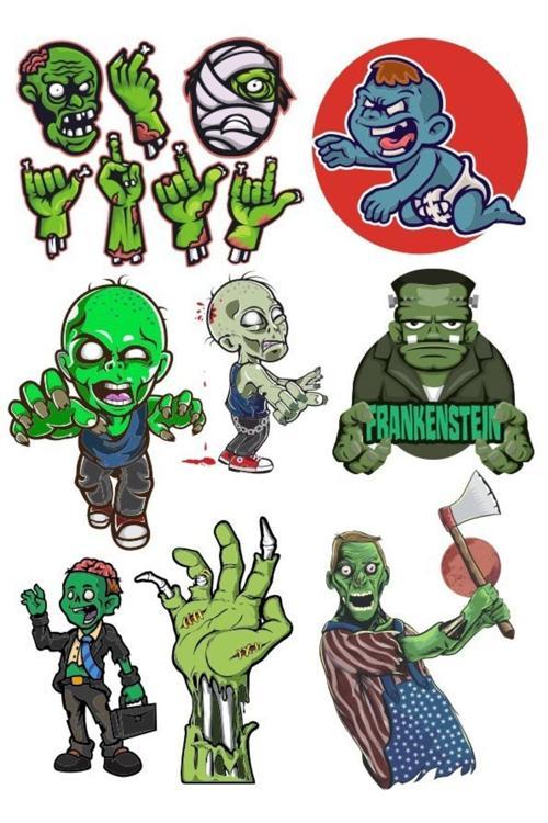 Zombi Sticker Set-4 15 Parça Telefon, Tablet, Defter, Laptop Sticker