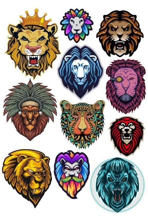 Aslan Sticker Set-2 11 Parça Telefon, Tablet, Defter, Laptop Sticker