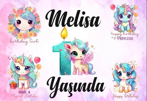 Unicorn Temalı Doğum Günü Afişi 50X70 cm