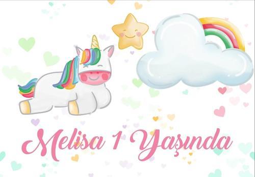 Unicorn Temalı Doğum Günü Afişi 50X70 cm