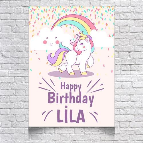 Unicorn Temalı Doğum Günü Afişi 50X70 cm