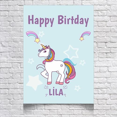 Unicorn Temalı Doğum Günü Afişi 35X50 cm