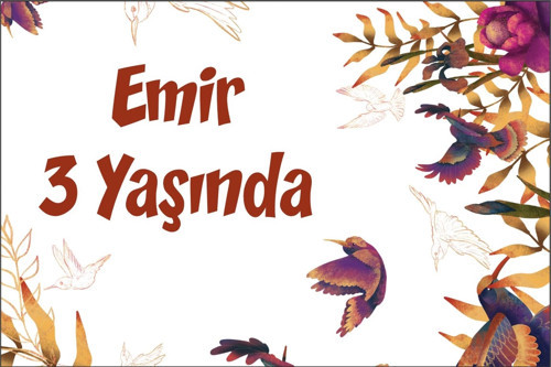 Sonbahar ve Kuşlar Temalı Doğum Günü Afişi 35X50 cm