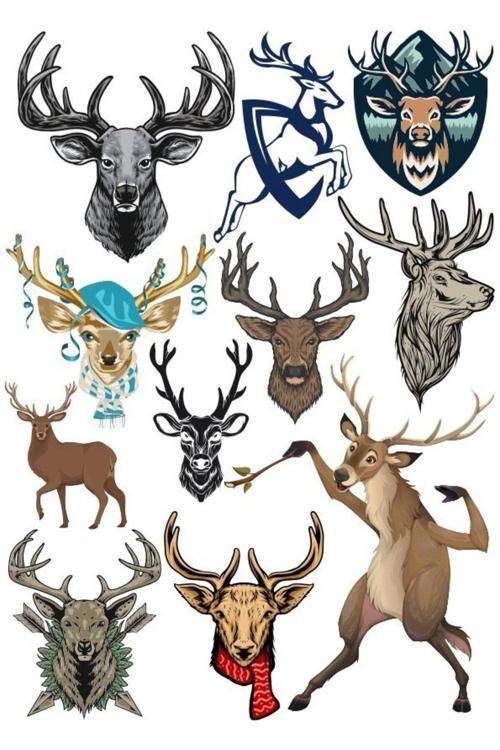 Geyik Sticker Set-2 11 Parça Telefon, Tablet, Defter, Laptop Sticker