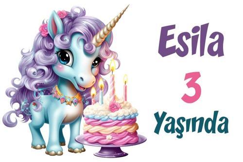 Mum Üfleyen Unİcorn Temalı Doğum Günü Afişi 100X150 cm