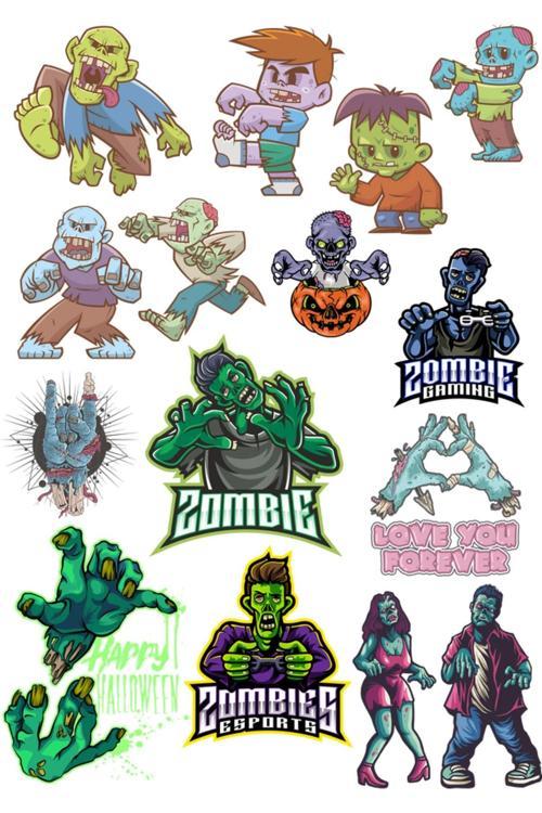 Zombie Sticker Set-1 11 Parça Telefon, Tablet, Defter, Laptop Sticker