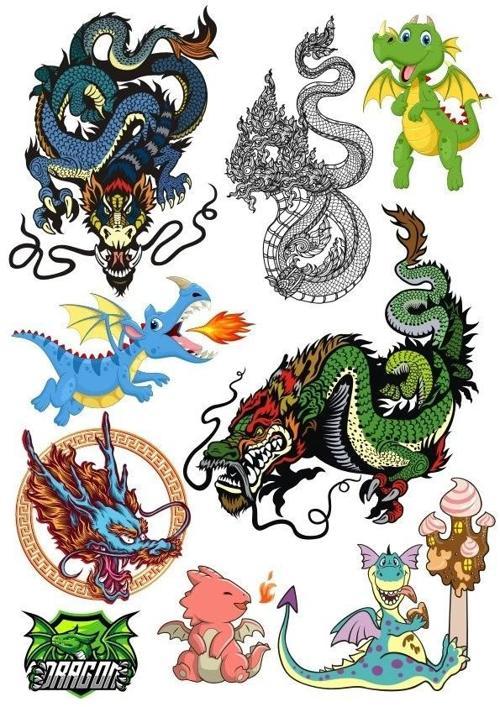 Ejderha Dragon Sticker Set-5 10 Parça Telefon, Tablet, Defter, Laptop Sticker