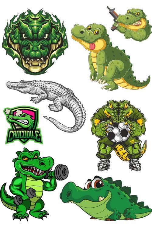 Timsah Sticker Set-1 8 Parça Telefon, Tablet, Defter, Laptop Sticker