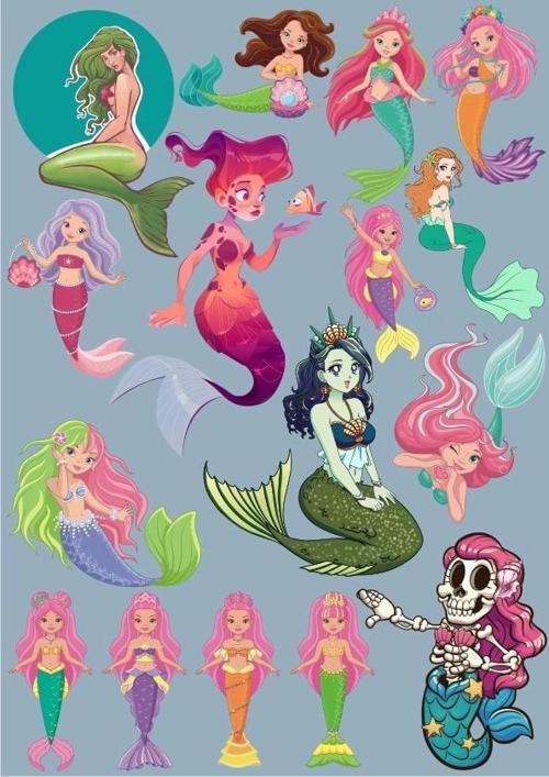 Deniz Kızları Sticker Set 15 Parça Telefon, Tablet, Defter, Laptop Sticker