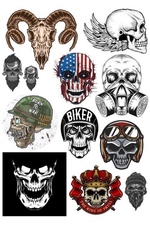 Kuru Kafalar Sticker Set-1 14 Parça Telefon, Tablet, Defter, Laptop Sticker