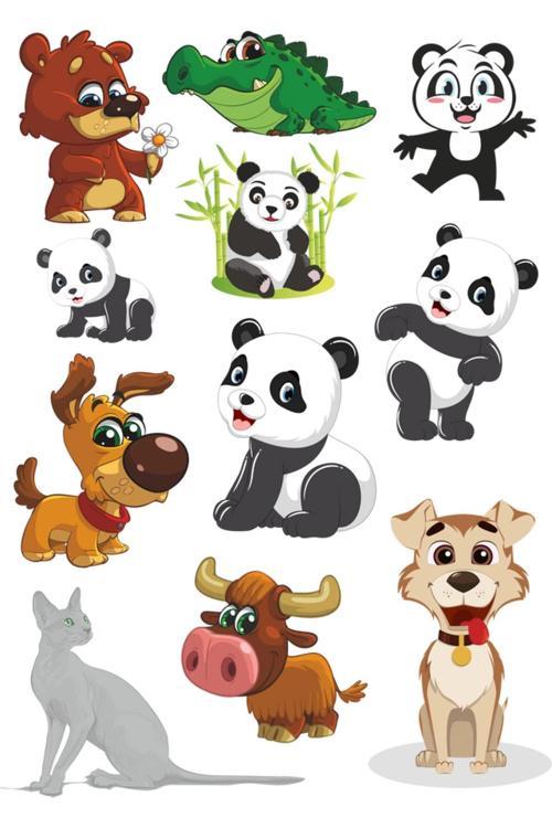 Sevimi Hayvanlar Sticker Set -2 11 Parça Telefon, Tablet, Defter, Laptop Sticker