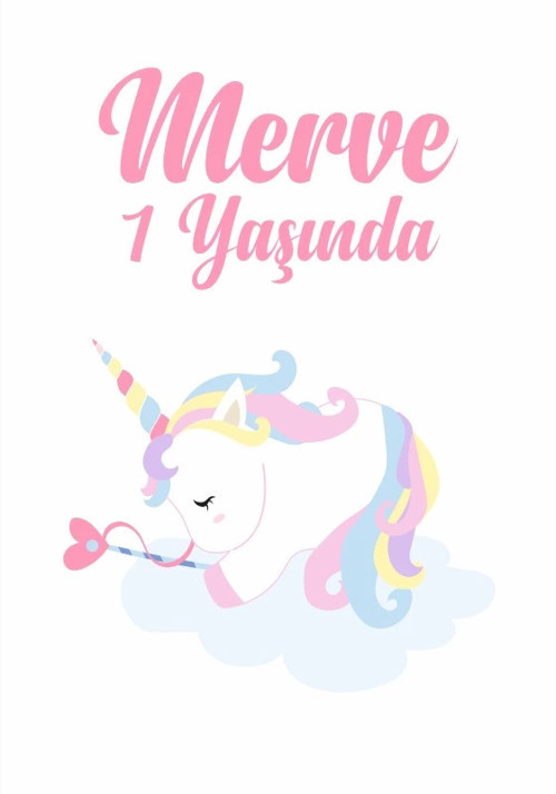 Unicorn Temalı Doğum Günü Afişi 70X100 cm