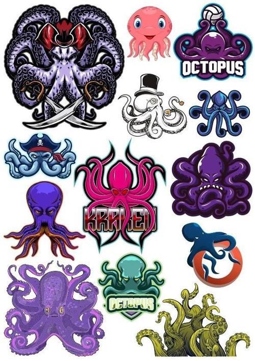 Ahtapot Sticker Set-4 12 Parça Telefon, Tablet, Defter, Laptop Sticker