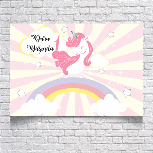 Unicorn Temalı Doğum Günü Afişi 70X100 cm