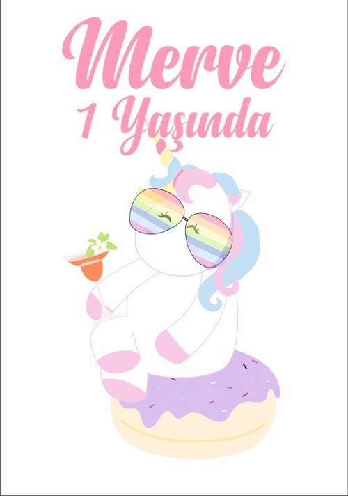 Unicorn Temalı Doğum Günü Afişi 70X100 cm