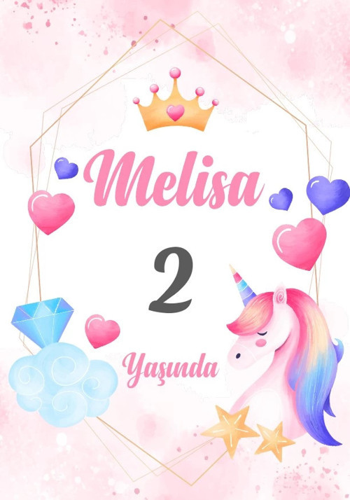 Unicorn Temalı Doğum Günü Afişi 70X100 cm
