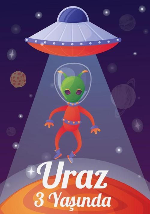 Uzay Temalı Doğum Günü Afişi 50X70 cm