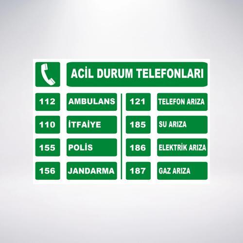 acil durum telefonları Sticker 20X28 Cm