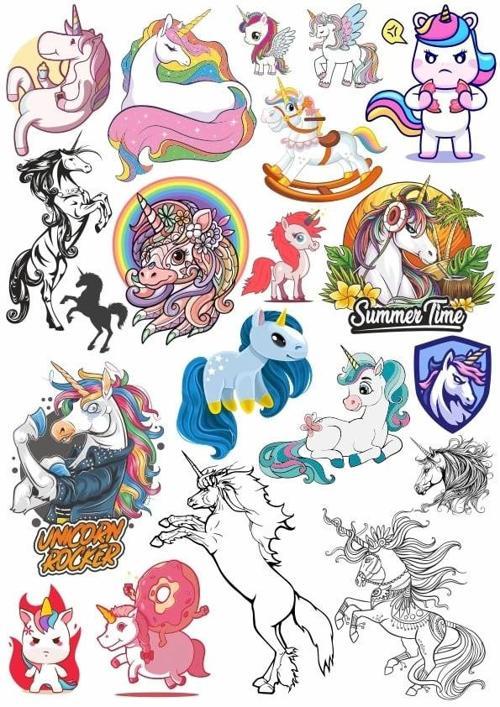 Sevimli Unicorn Sticker Set 20 Parça Telefon, Tablet, Defter, Laptop Sticker