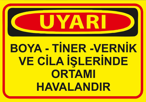 Boya Tiner Vernik ve Cila İşlerinde Ortamı Havalandır Sticker 20X28 Cm