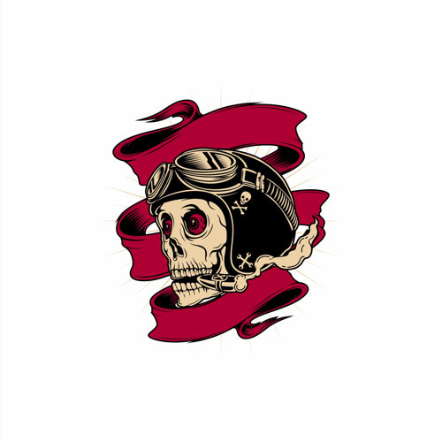 Uçak Süren Kurukafa Sticker 10x10 cmRenkli Sticker