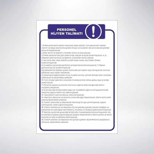 personel hijyen talimatı Sticker 20X28 Cm