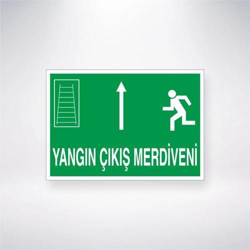 Yangın Çıkış Merdiveni Üstte Sticker 20X28 Cm