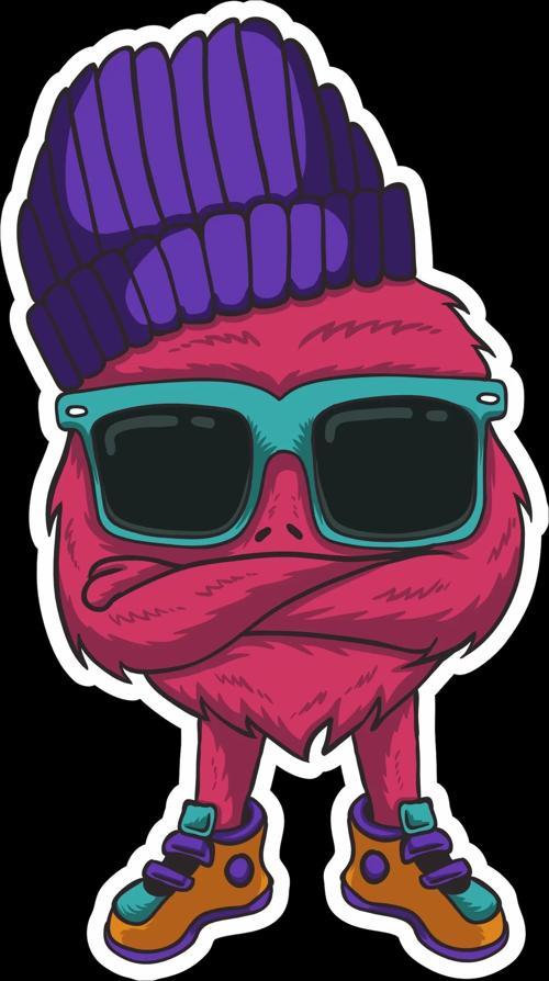 Kırmızı Canavar Sticker 10x10 cmRenkli Sticker