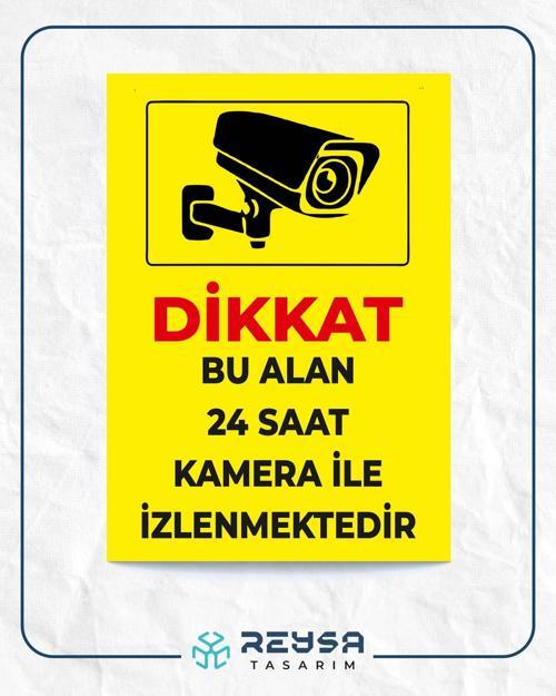 Dikkat bu alan 24 saat izlenmektedir Sticker 20X28 Cm