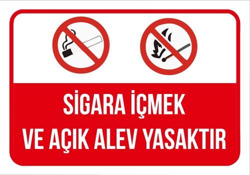 Sigara İçmek ve Açık Alev Yasaktır Sticker 20X28 Cm