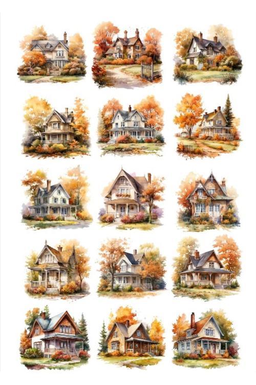 Sonbahar Temalı Ev Sticker Set