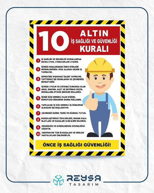 10 Altın İSG Kuralı Sticker 20X28 Cm