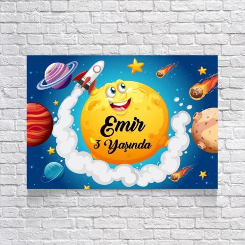 Uzay Temalı Doğum Günü Afişi 70X100 cm