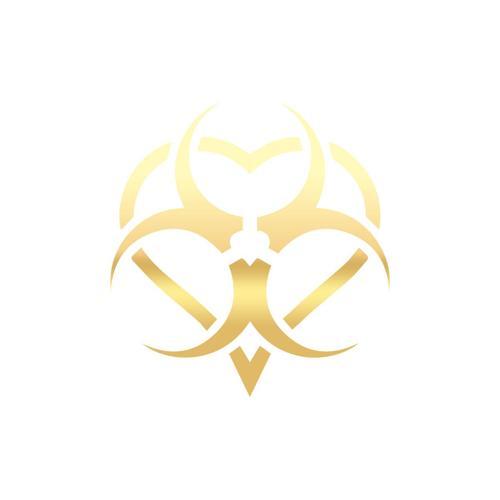 Biyo-Tehlike Sembolü Sticker 17x17 Cm Gold