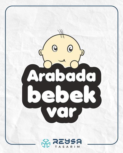 Arabada Bebek Var Sticker 3 10x10 cmRenkli Sticker