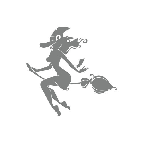 Cadı Araba Sticker 17x17 Cm Gri