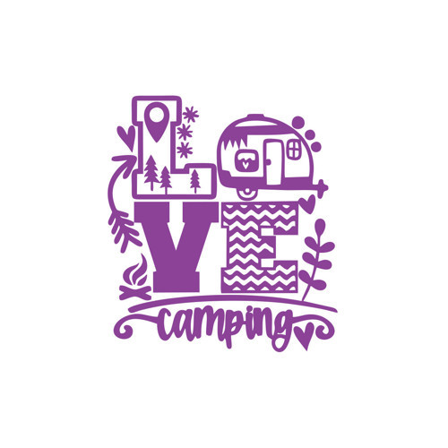 Love Kamp Karavan Sticker 17x17 Cm Mor
