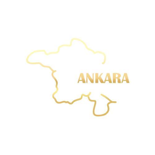 Ankara Harita Araba Sticker 17x17 Cm Gold
