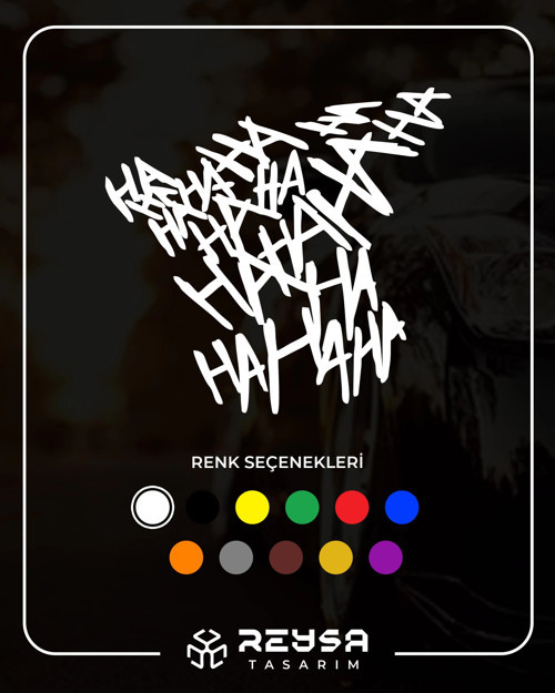 Hahahaha Araba Sticker 17x17 Cm Beyaz