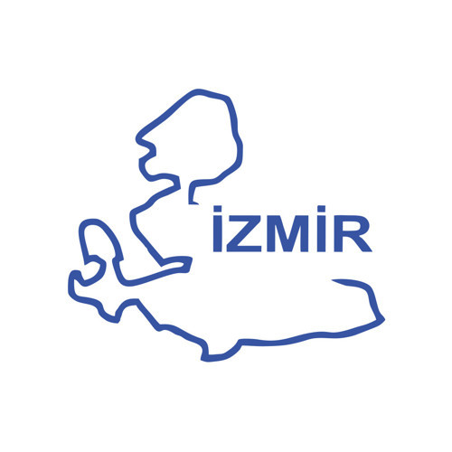 İzmir Harita Araba Sticker 17x17 Cm Mavi