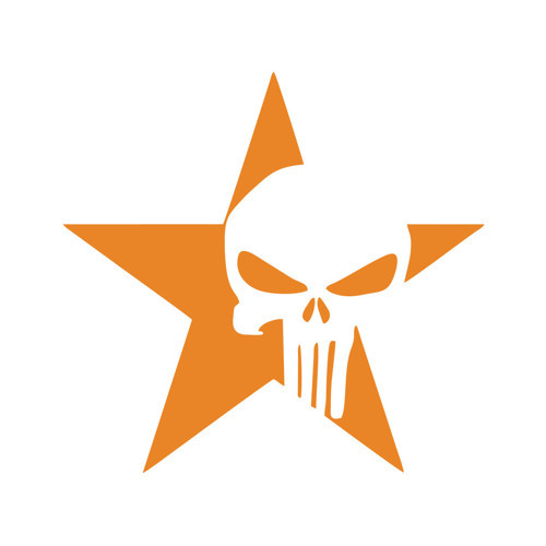 Yıldız Punisher Kurukafa Sticker 17x17 Cm Turuncu