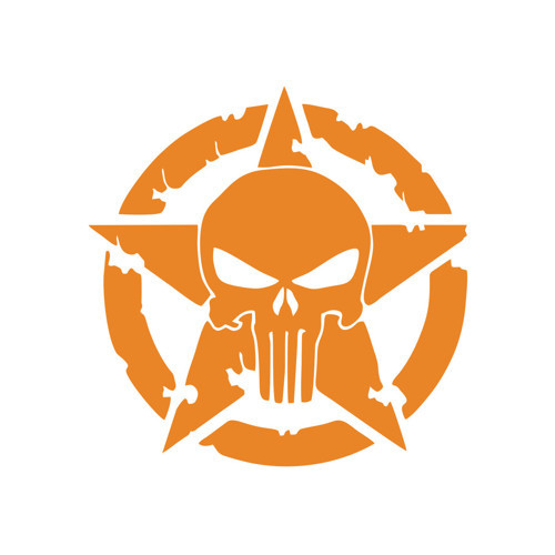 Yıldız Punisher Kurukafa Sticker 17x17 Cm Turuncu