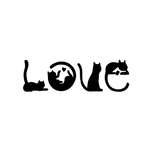 Kediler Love Araba Sticker 17x17 Cm Siyah
