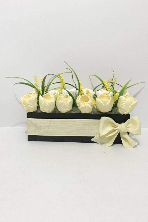 Luna Sarı Laleler Kokulu Taş Aranjmanı