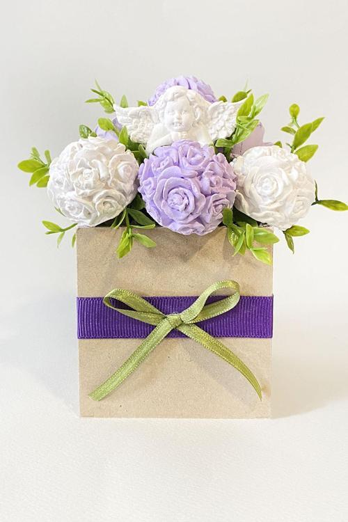 Melek Ve Çiçekler Kokulu Taş Aranjmanı